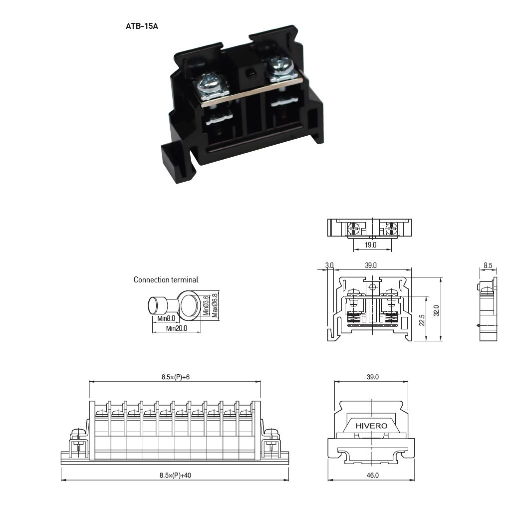 Cầu Đấu Hivero ATB-15 | Domino Tép 15A Chính Hãng 1 CẦU ĐẤU DOMINO TÉP ATB-15