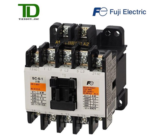 Contactor Fuji SC-5-1 220V 22A 11kW 1NO+1NC khoi dong tu contactor fuji sc 5 1 220v 22a 11kw