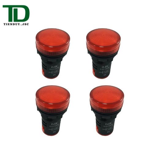 Den-bao-ILEC-IL13-22CS-R-O22-mau-do-nap-vom Đèn báo ILEC IL13-22CS-R Ø22 màu đỏ nắp vòm