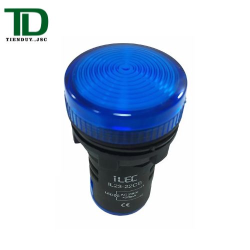 Den-bao-pha-ILEC-IL23-22CS-B-O22-mau-xanh-duong-nap-vom Đèn báo pha ILEC IL23-22CS-B Ø22 màu xanh dương nắp vòm