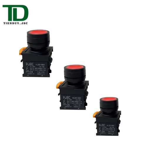 Nut-nhan-co-den-ILEC-IL22-BDF-B11-R-O22-mau-do-loai-phang Nút nhấn có đèn ILEC IL22-BDF-B11-R Ø22 màu đỏ loại phẳng