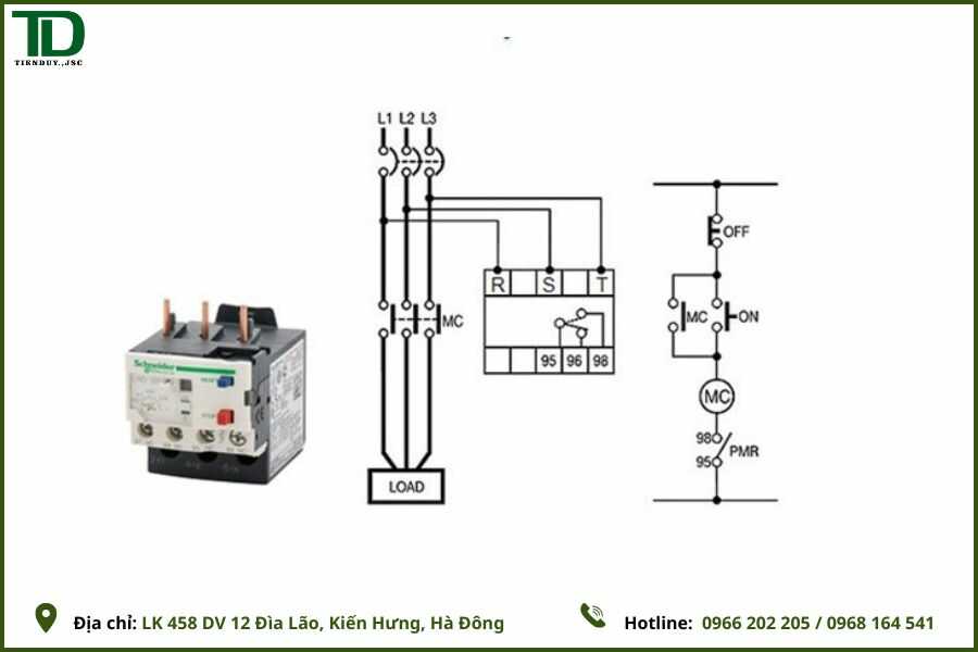 Cách đấu khởi động từ Fuji kết hợp rơ le nhiệt