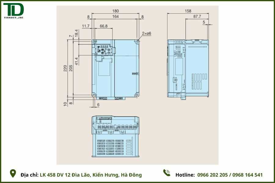 Kích thước Biến tần FUJI ACE FRN0029E2S-4G