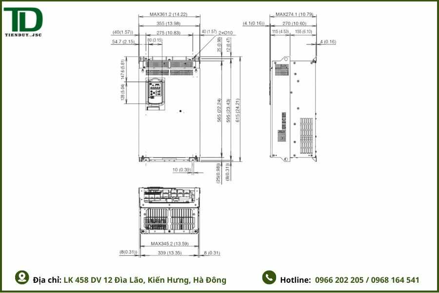 Kích thước biến tần Fuji MEGA FRN0139G2S-4G