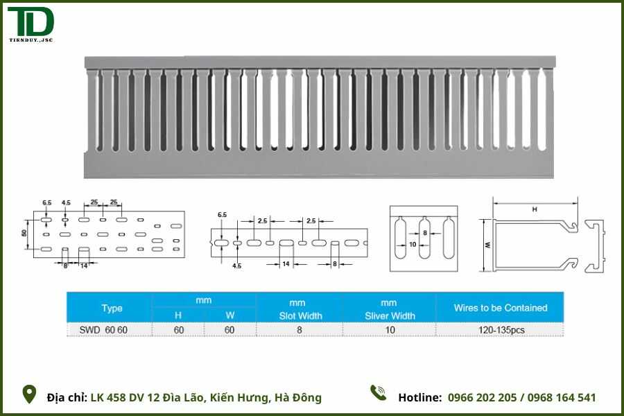 Thông số máng Nhựa Tủ Điện 60x60
