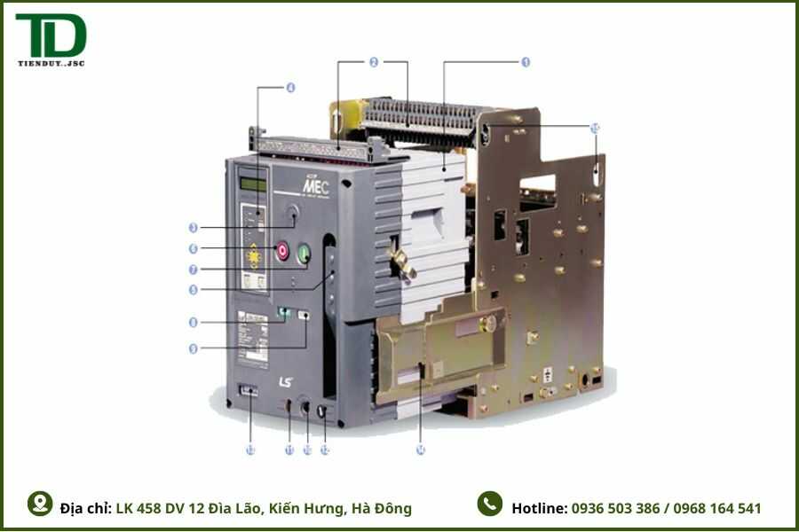 Máy cắt không khí ACB là gì? Cấu tạo, nguyên lý và cách chọn 4 Cấu tạo bên ngoài của máy cắt không khí ACB