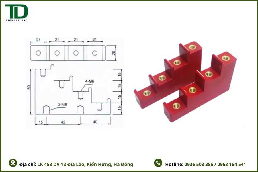 Các cao độ trên gối đỡ thanh cái dạng tầng