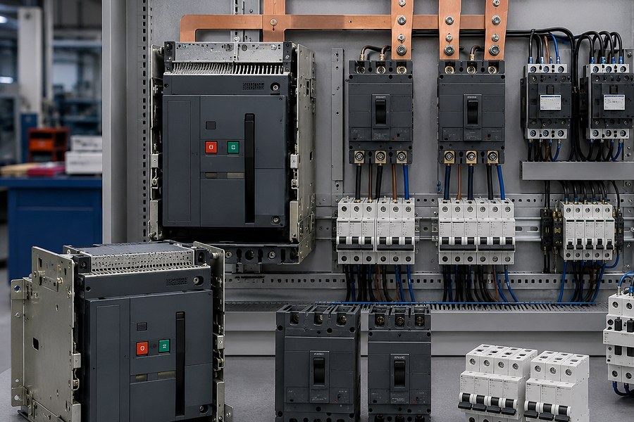 So sánh ACB, MCCB và aptomat công nghiệp Aptomat công nghiệp gồm ACB, MCCB và MCB với kích thước khác nhau