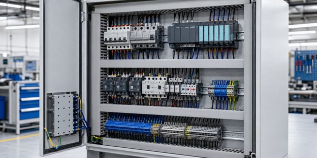tủ điều khiển công nghiệp Bố trí thiết bị và dây dẫn khoa học trong tủ điện điều khiển công nghiệp.