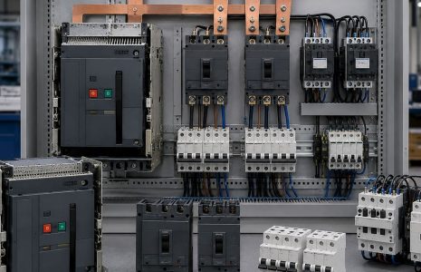 Thiết bị đóng cắt công nghiệp trong tủ điện ACB, MCCB, MCB và contactor được bố trí trong tủ điện công nghiệp